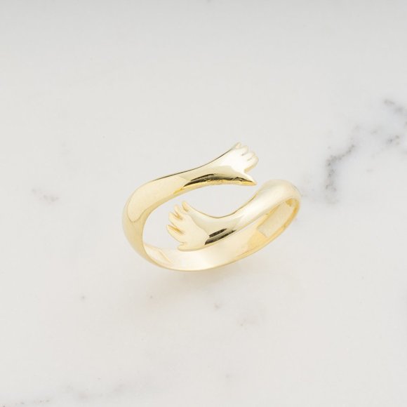 Hug Ring, Hang Hug Ring, Hug Hand Gold Ring, Adjustable Love Hug Ring - Picture 5 of 10